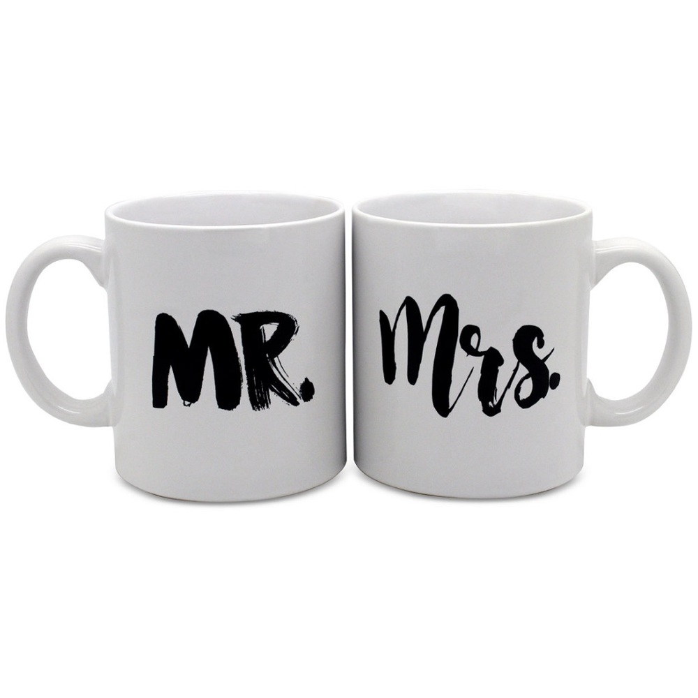 TMD Holdings Mr. & Mrs. 2-Pc. Black Font Mug Set new in box